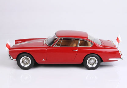Red classic vintage coupe car with tan interior and chrome wire wheels, featured on Vroomi