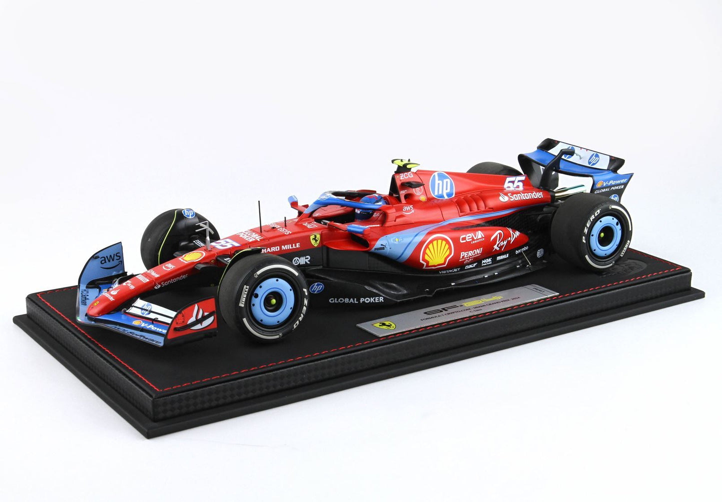 FERRARI SF24 GP USA MIAMI 2024 DIECAST - LUXURY PACK SPECIALE LIVREA AZZURRO SAINZ - Vroomi