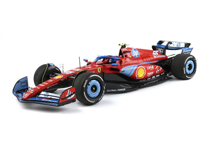 FERRARI SF24 GP USA MIAMI 2024 - POLIFOAM PACKAGING SPECIALE LIVREA AZZURRO SAINZ - Vroomi