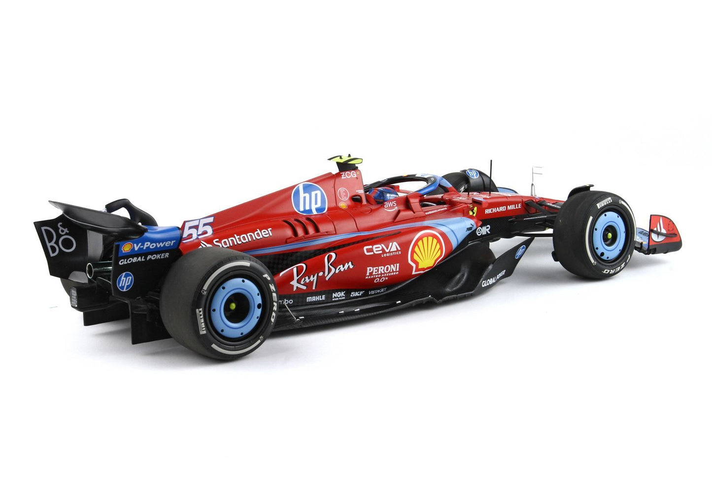 FERRARI SF24 GP USA MIAMI 2024 - POLIFOAM PACKAGING SPECIALE LIVREA AZZURRO SAINZ - Vroomi