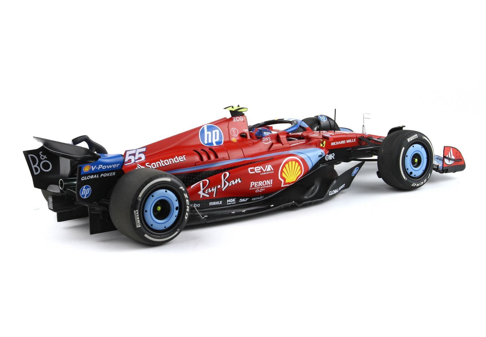 FERRARI SF24 GP USA MIAMI 2024 - POLIFOAM PACKAGING SPECIALE LIVREA AZZURRO SAINZ - Vroomi