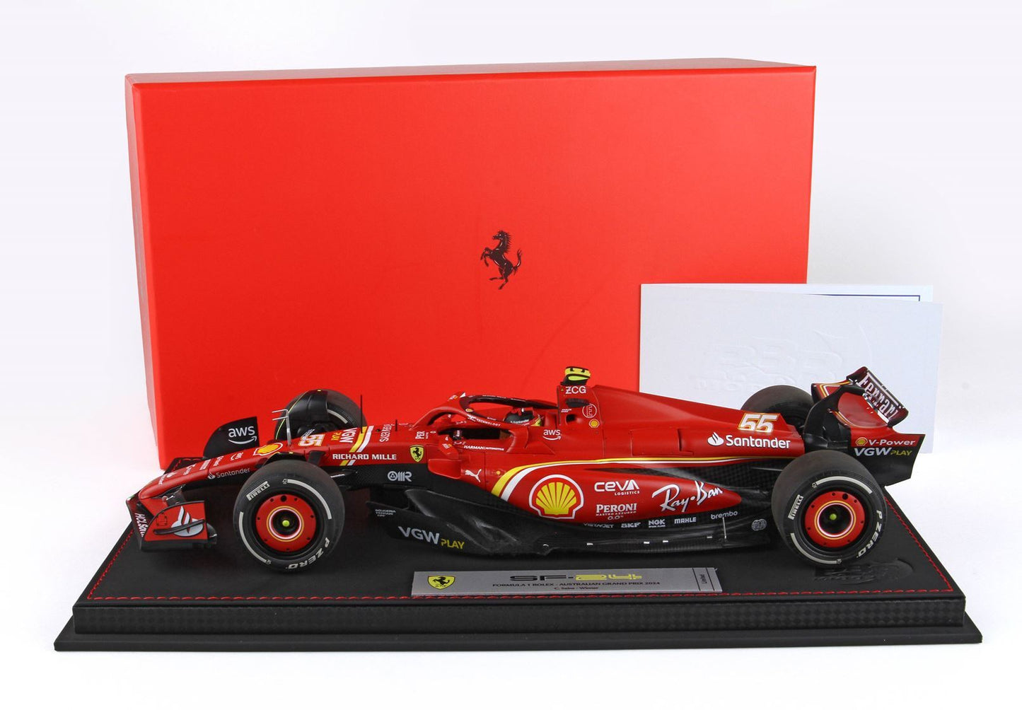 FERRARI SF24 AUSTRALIAN GP 2024 DIECAST - LUXURY PACKAGING CARLOS SAINZ-PRIMO CLASSIFICATO - Vroomi