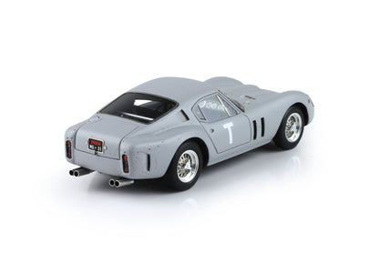 Gray vintage racing model car with 'T' decal and dual exhausts, available on Vroomi platform