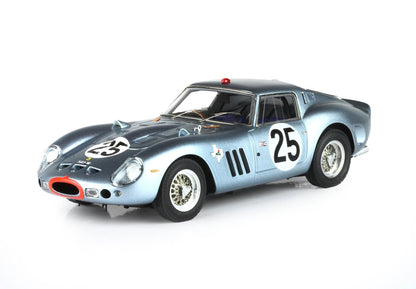 Silver model Ferrari 250 GTO race car with number 25, detailed design, available on Vroomi