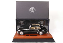 Black Alfa Romeo classic car scale model with cream interior in display case, offered on Vroomi