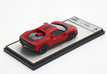 FERRARI 296 ASSETTO FIORANO ROSSO F1 METALLIZZATO OPACO AND BLACK STRIPE - Vroomi