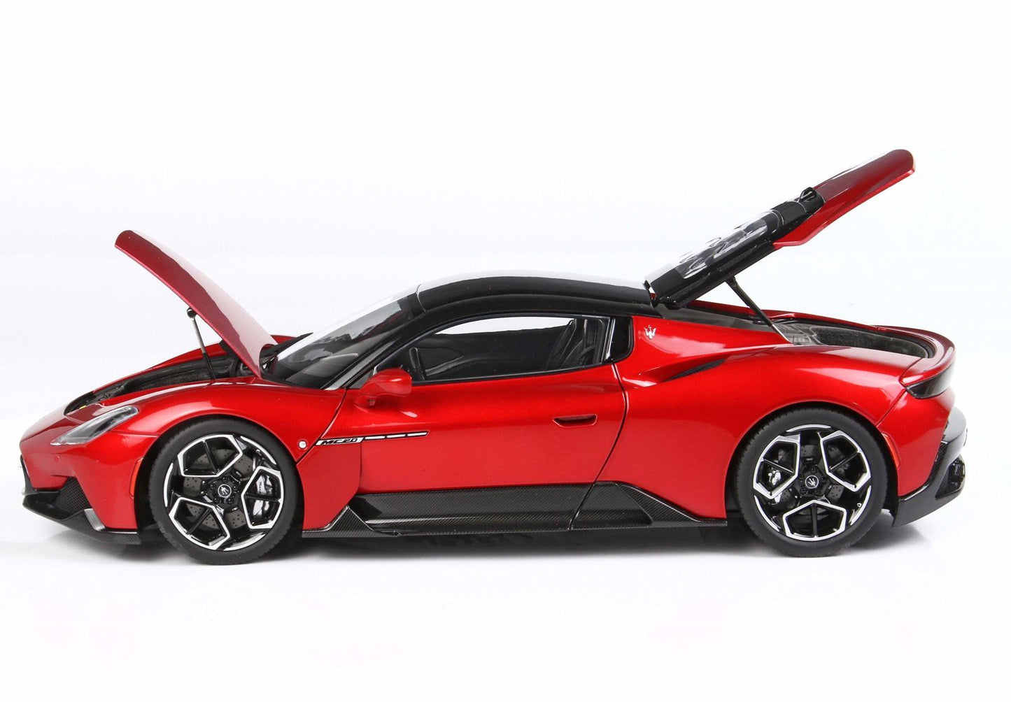 MASERATI MC20 DIECAST FULL OPEN ROSSO VINCENTE TETTO NERO - Vroomi
