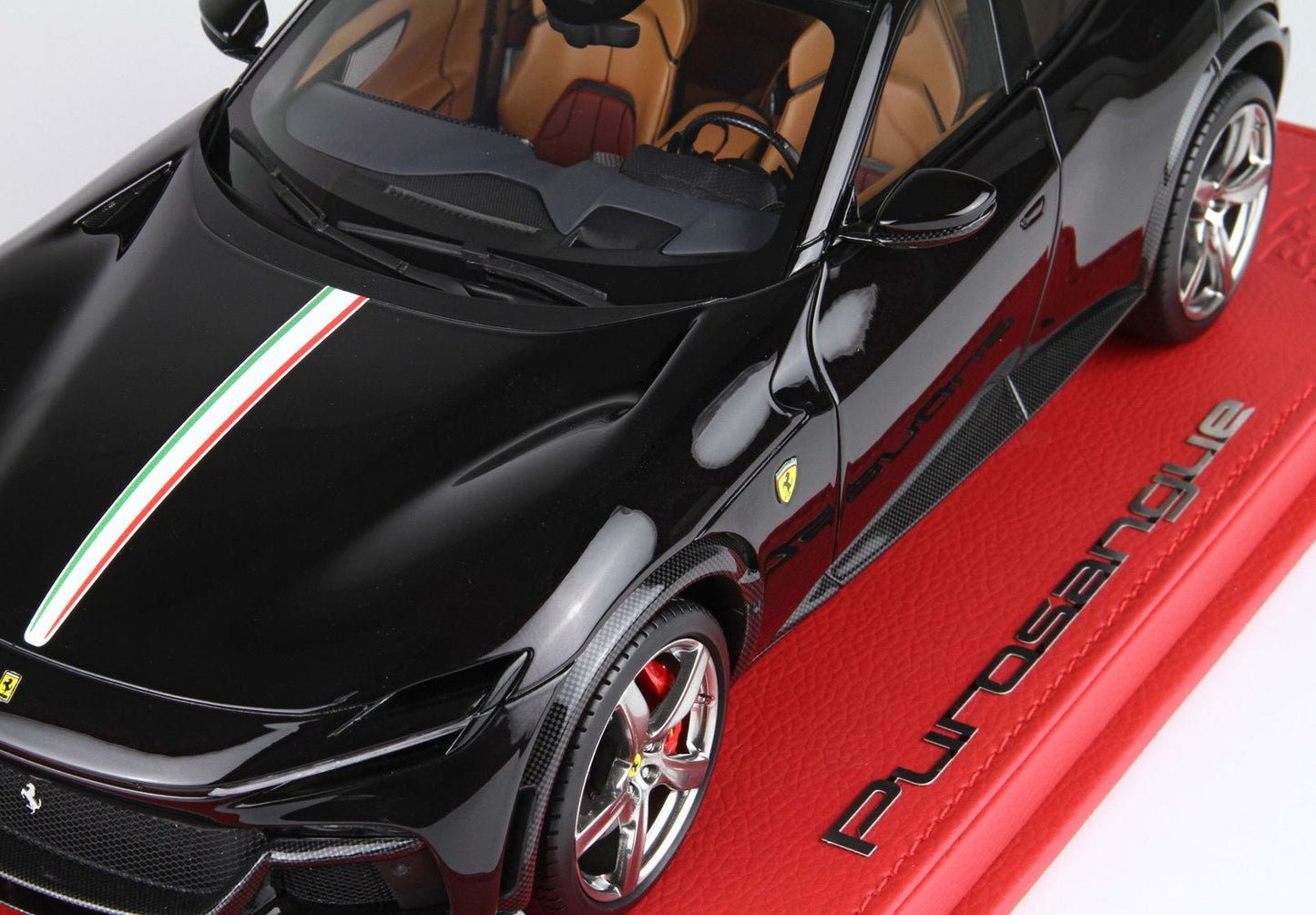 FERRARI PUROSANGUE - TETTO PANORAMICO NERO PUROSANGUE - BANDIERA ITALIANA - BASE ROSSA - Vroomi