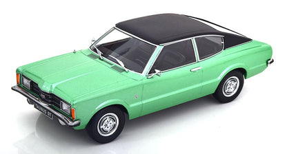 FORD TAUNUS GT COUPE GREEN METALLIC WITH BLACK VINYL ROOF SQUARED HEADLIGHTS 1971