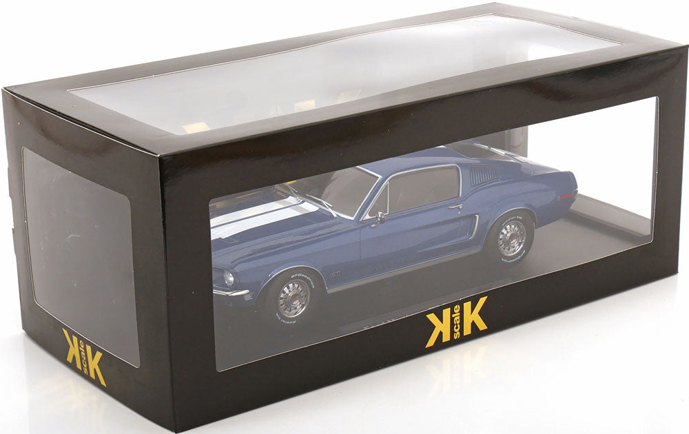 FORD MUSTANG GT FASTBACK BLUE METALLIC & WHITE 1968