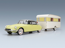 CITROEN - DS19 WITH ROULOTTE 1960 - YELLOW WHITE Scale model car on Vroomi