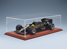 Lotus 97T Renault Turbo Team Lotus No. 12 Ayrton Senna Pole Position Winner Portuguese GP 1985 with Mini Helmet and Showcase Werk83 1:8 scale model - in display showcase