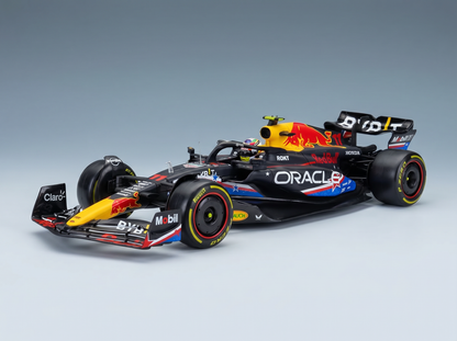 Red Bull -Modellauto von Vroomi mit detailreichen Rennaufklebern und elegantem Design.
