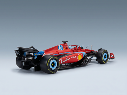 Rotes Ferrari-F1-Modellauto im Maßstab mit HP-, Shell- und Ray-Ban-Logos – Vroomi-Sammler-Replik