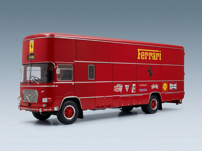 OM FIAT - 150 ROLFO TRUCK TEAM SCUDERIA FERRARI CAR TRANSPORTER 24h LE MANS 70s VERSION 2-ASSI 1966 - RED