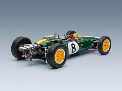 LOTUS -  F1 CLIMAX 25 N 8 WORLD CHAMPION WINNER ITALY GP 1963 JIM CLARK - CON VETRINA - WITH SHOWCASE - GREEN YELLOW