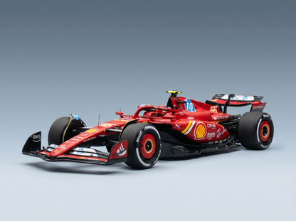 Rotes Ferrari-F1-Modellauto im Maßstab 1:1 mit Shell- und HP-Logos, präsentiert von Vroomi für Sammler.