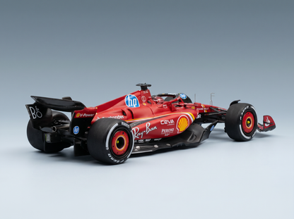 Red Ferrari Formula 1 scale model car with Shell, Ray-Ban, and HP logos, displayed for Vroomi collectors.
