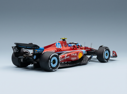 Rotes Ferrari-F1-Modellauto im Maßstab mit HP-, Shell- und Ray-Ban-Logos – Vroomi-Sammler-Replik