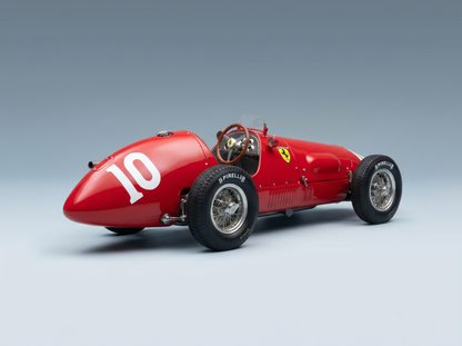 Red Ferrari race car scale model with number 10, Pirelli tires — Vroomi collector replica