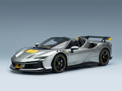 FERRARI - SF90 XX STRADALE SPIDER 2024 - AVEC VITRINE - GRIGIO COMPETIZIONE - GRIS, JAUNE, NOIR - Boutique de modèles réduits Vroomi
