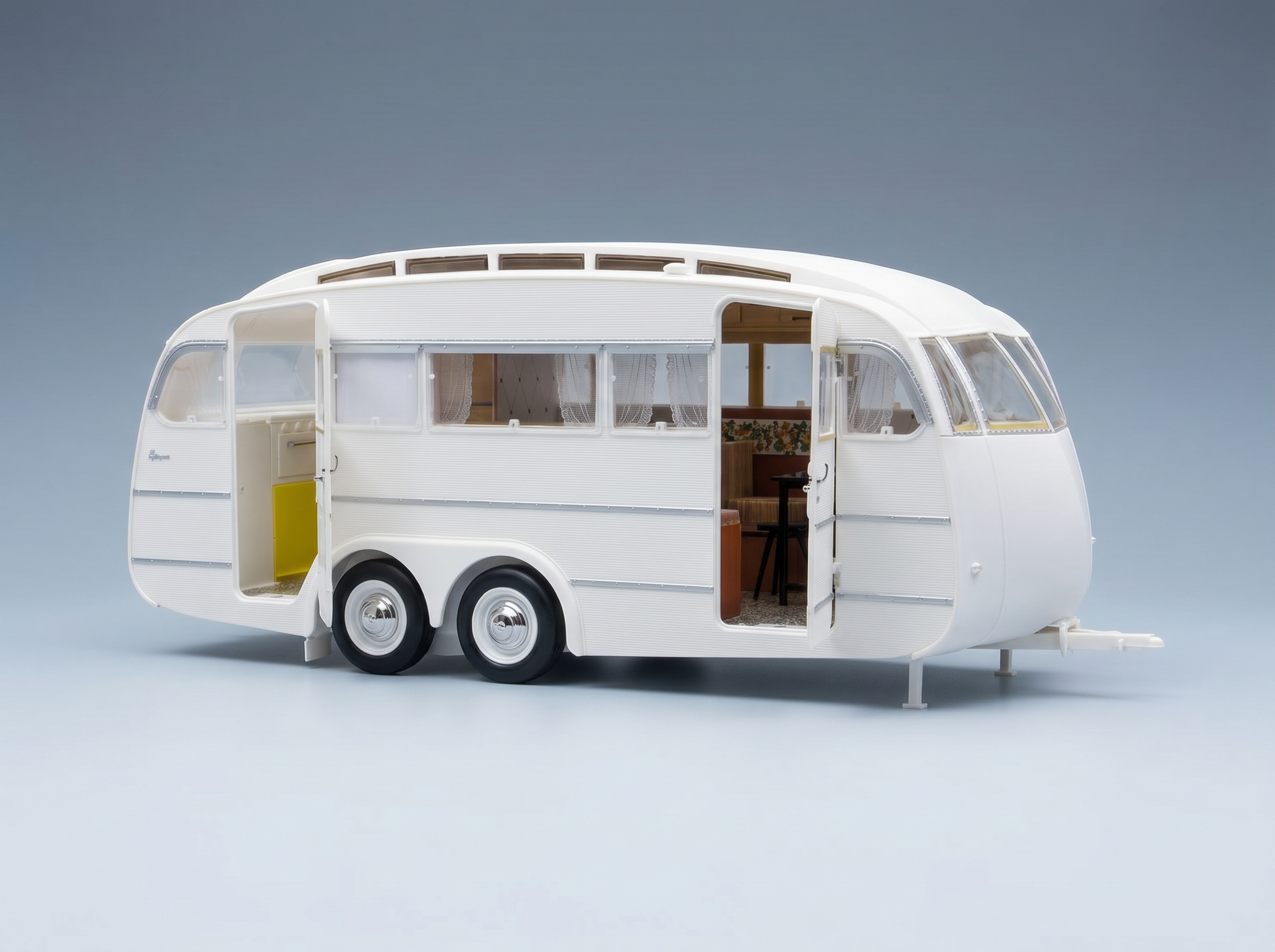 PEUGEOT - 404 WITH CARAVAN ROULOTTE HENON 1965 - BROWN MET Scale model car on Vroomi