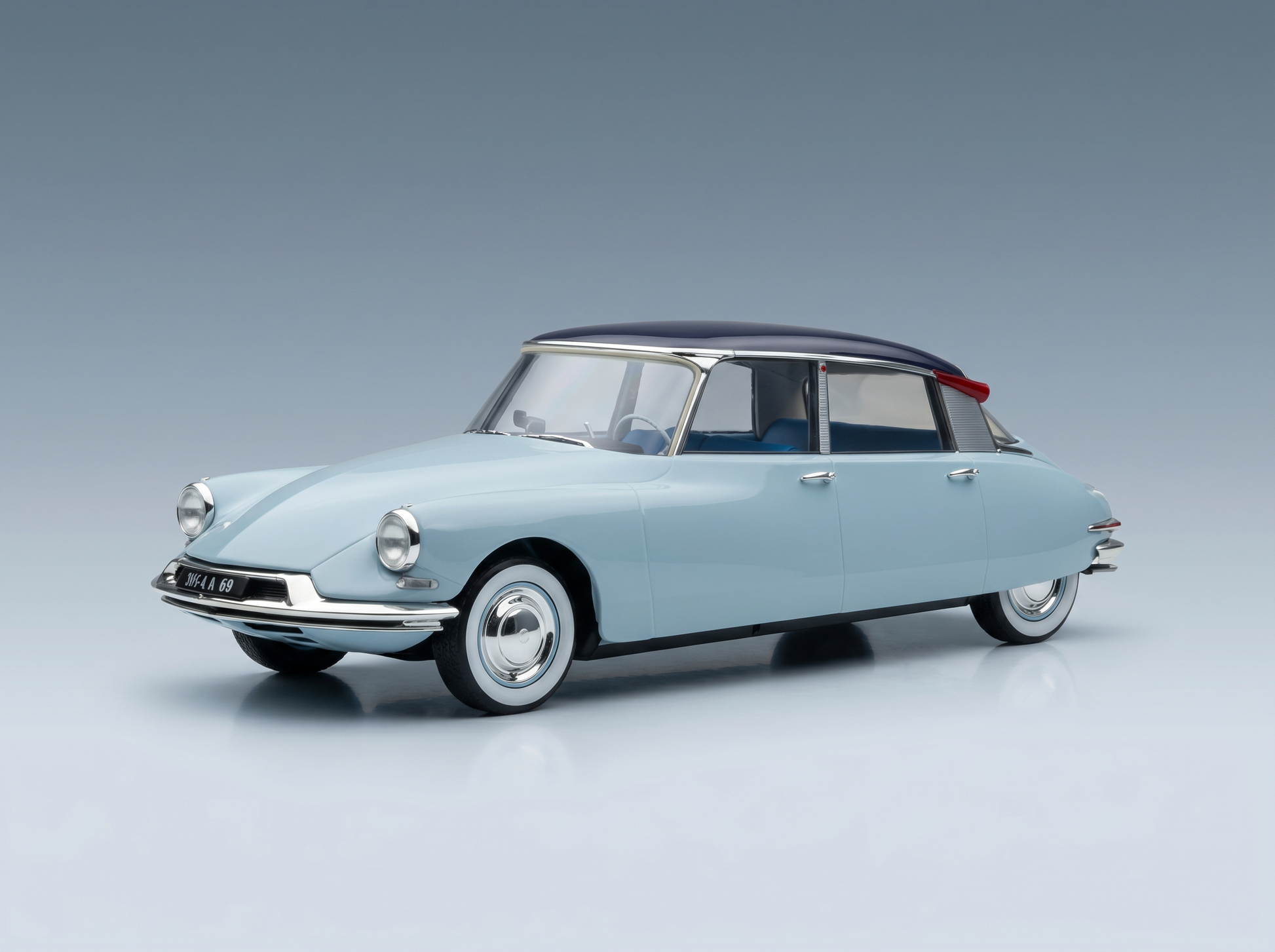 CITROEN - DS19 WITH ROULOTTE 1960 - YELLOW WHITE Scale model car on Vroomi