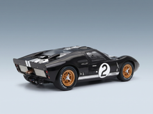 Black Ford GT40 scale model car with number 2, gold wheels, and Vroomi branding