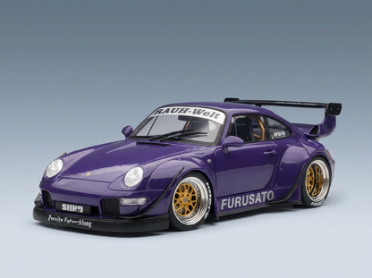 PORSCHE - 911 993 RWB RAUH-WELT FURUSATO SIDNEY HOFFMANN COUPE 1995 - WITH FIGURE SIGNATURE EDITION - PURPLE