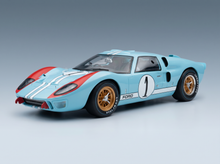 Blue and red Ford GT40 scale model car with number 1, available at Vroomi