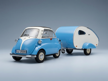 BMW - ISETTA AVEC REMORQUE ROULOTTE 1960 - BLEU ET BLANC