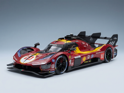 Red Ferrari 51 scale model car with Richard Mille livery, showcased by Vroomi for collectors.