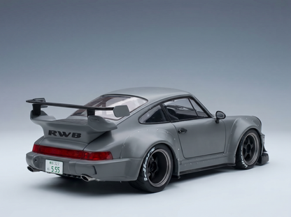 PORSCHE - 911 964 RWB BODYKIT COUPE WITH AMERICAN DIORAMA FIGURE 2016 - NARDO GREY