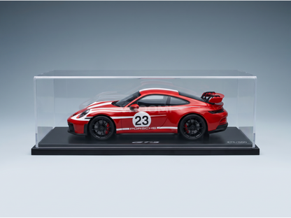 PORSCHE - 911 992-2 GT3 N 23 COUPE SALZBURG LIVERY 2025 - CON VETRINA - WITH SHOWCASE - RED WHITE