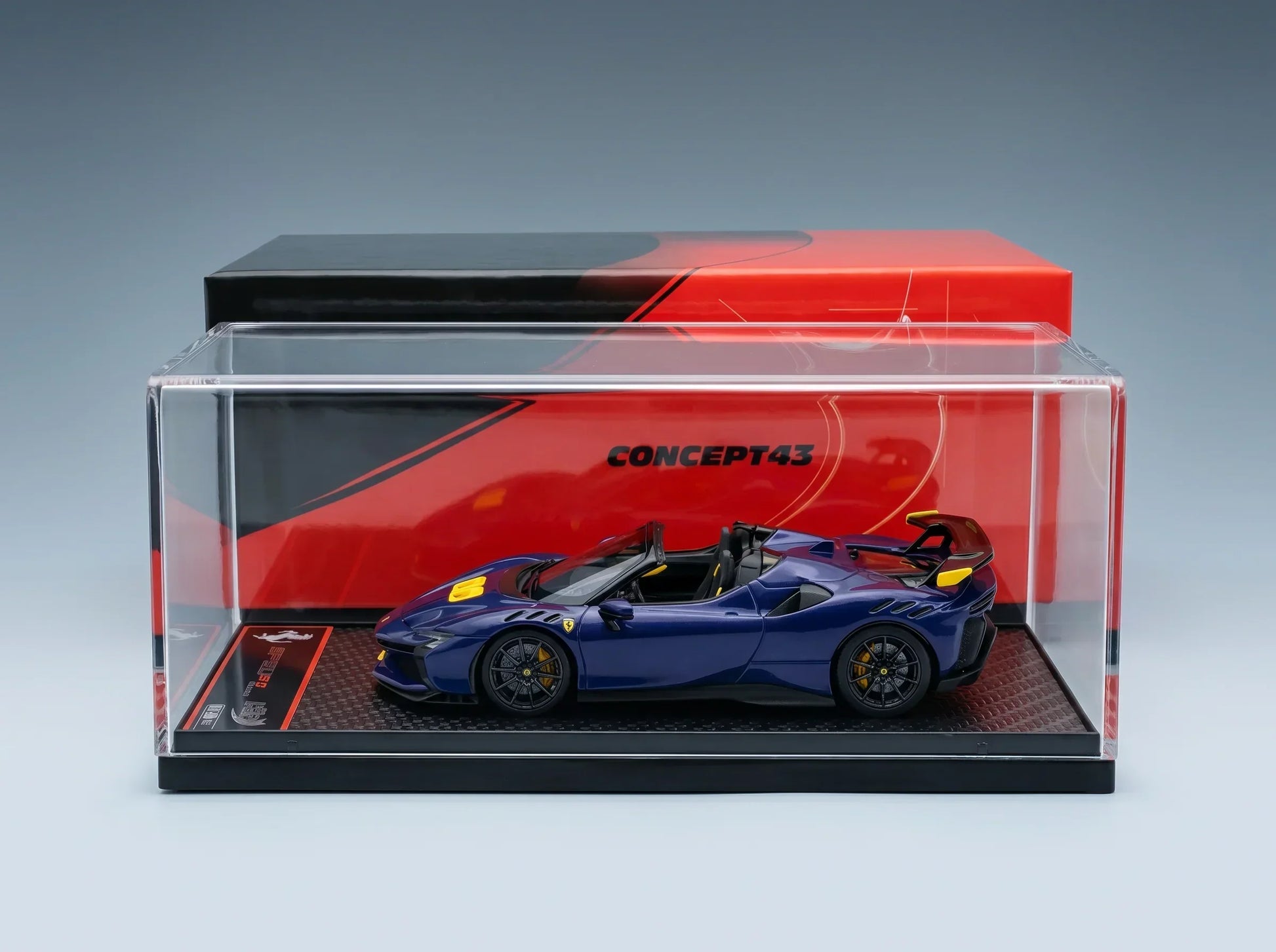 FERRARI - SF90 XX STRADALE SPIDER 2024 - BLU ELETTRICO - BLEU, JAUNE, NOIR - Boutique de modèles réduits Vroomi