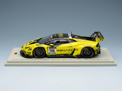 LAMBORGHINI - HURACAN GT3 EVO II TEAM RENAZZO MOTORSPORT N 786 24h NURBURGRING 2025 CHRISTOPH BREUER - THOMAS MUTSCH - SAK NANA - DIETER SCHMIDTMANN - YELLOW BLACK