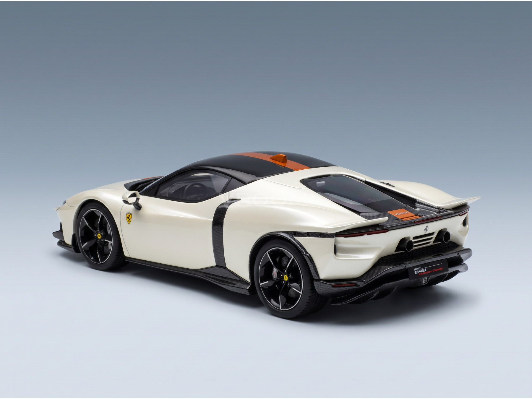 Ferrari 849 Testarossa 2025 Bianco Italia Giallo Ambra Stripe with Showcase BBR Models 1:18 scale model - image 6