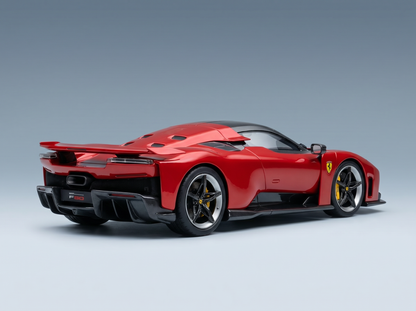 FERRARI - F80 2024 - CARBON SILVER RIMS - CON VETRINA - WITH SHOWCASE - ROSSO SUPERCAR - RED MET BLACK