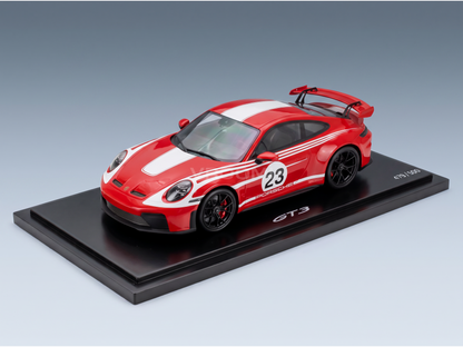 PORSCHE - 911 992-2 GT3 N 23 COUPE SALZBURG LIVERY 2025 - CON VETRINA - WITH SHOWCASE - RED WHITE