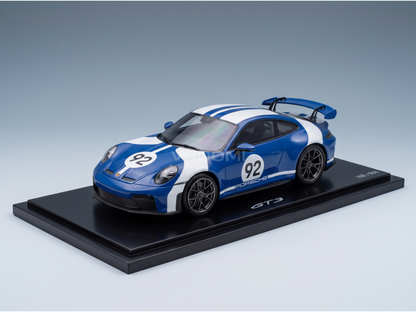 PORSCHE - 911 992-2 GT3 N 92 COUPE VELOCITY DESIGN 2025 - CON VETRINA - WITH SHOWCASE - BLUE WHITE