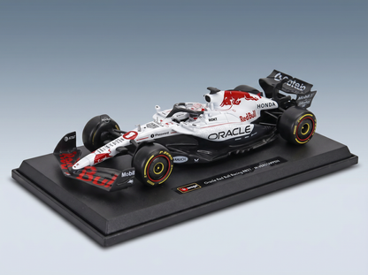 Oracle Red Bull Racing RB21 scale model car by Vroomi, featuring Honda and P Zero tires on display base