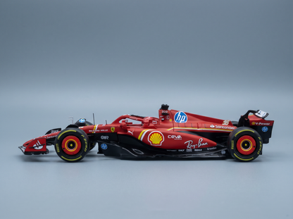 Rotes Ferrari-Modellauto mit Shell- und HP-Logos, präsentiert von Vroomi für Sammler.