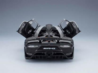 AMG scale model car with open doors, showcased by Vroomi for collectors