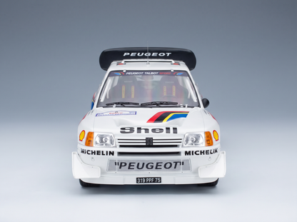 PEUGEOT - 205 TURBO 16 EVO2 N 5 VINCITRICE DEL RALLY DELL'ACROPOLI 1986 JUHA KANKKUNEN - JUHA PIIRONEN - BIANCO E BLU