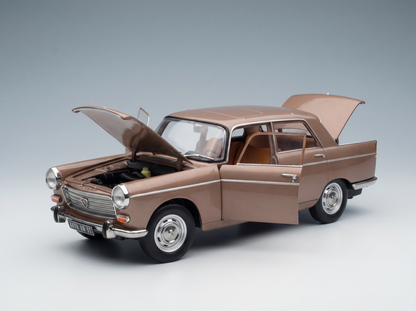 PEUGEOT - 404 WITH CARAVAN ROULOTTE HENON 1965 - BROWN MET Scale model car on Vroomi