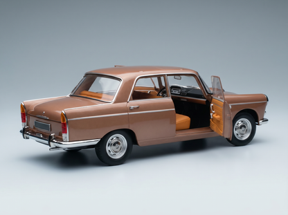PEUGEOT - 404 WITH CARAVAN ROULOTTE HENON 1965 - BROWN MET Scale model car on Vroomi