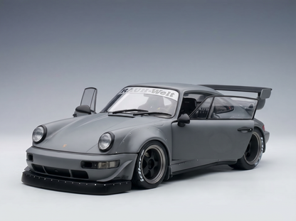 PORSCHE - 911 964 RWB BODYKIT COUPE WITH AMERICAN DIORAMA FIGURE 2016 - NARDO GREY