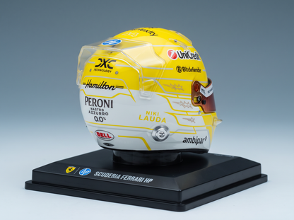 BELL HELMET - CASCO HELMET F1 LEWIS HAMILTON TEAM FERRARI HP N 44 MONZA ITALY GP 2025 - NIKI LAUDA 50th ANNIVERSARY WORLD CHAMPION - YELLOW WHITE