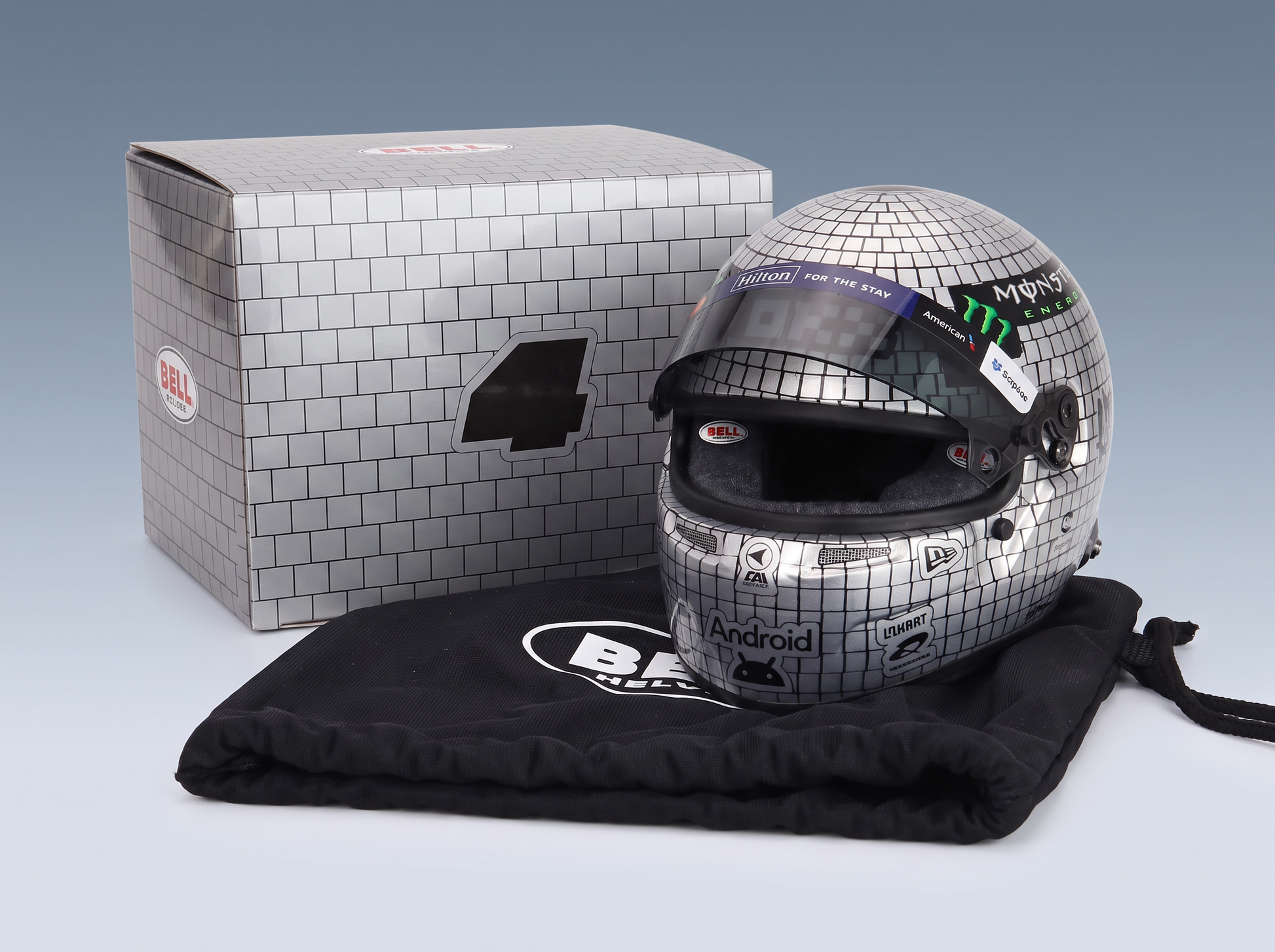 BELL HELMET - LANDO NORRIS 2025 F1 MIAMI GP MCL39 TEAM MCLAREN N 4 - WORLD CHAMPION - SILVER