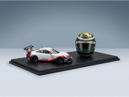 PORSCHE - 911 991 RSR TEAM PROTON COMPETITION RACING N 93 ELMS (EUROPEAN LE MANS SERIES) 2021 + CASCO HELMET SCALE 1/5 MICHAEL FASSBENDER - FELIPE FERNANDEZ LASER - RICHARD LIETZ - JAXON EVANS - WHITE